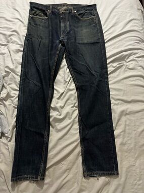 dark wash slim straight jeans